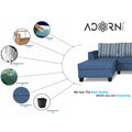 Raiden Stripes L Shape 6 Seater Sofa Set with Center Table (Left Hand Side) (Blue)
