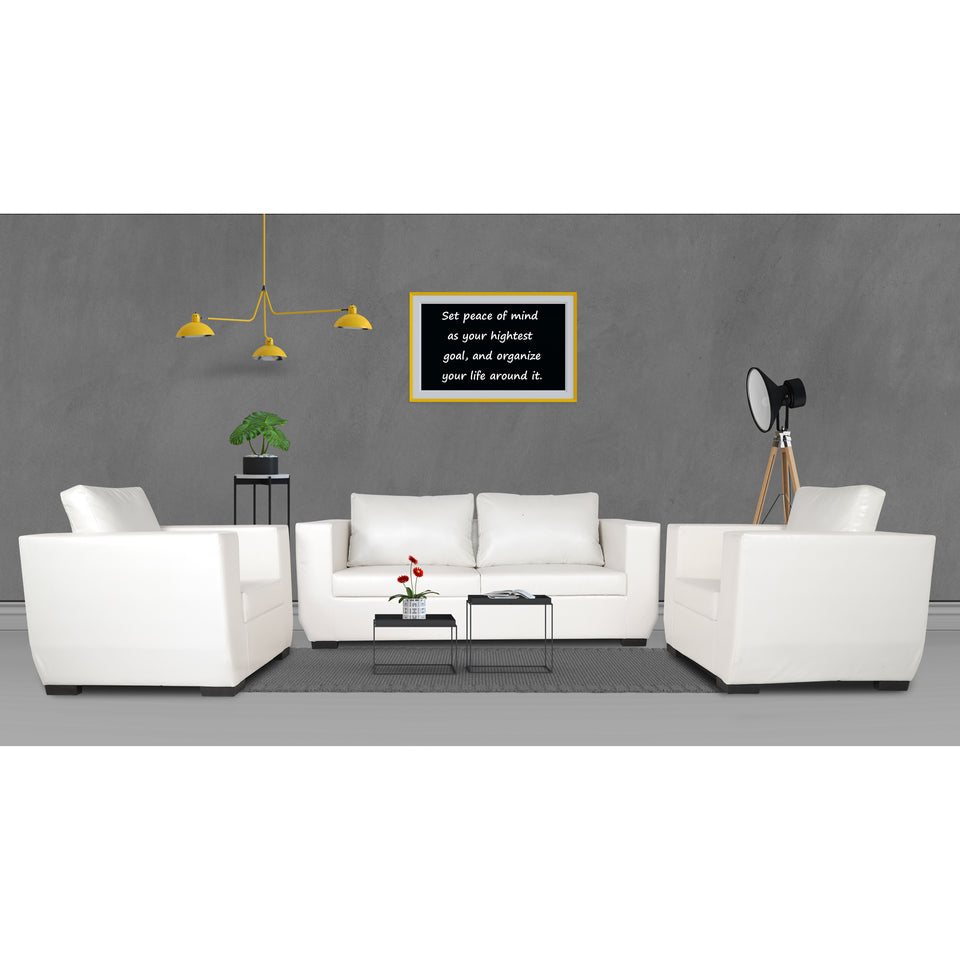 Walton Leatherette 3-1-1 Sofa Set (White)