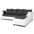 Aliana L Shape Leatherette Fabric 6 Seater Sofa Set RHS (Dark Grey & White)