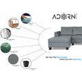 Raiden Bricks Premium L Shape 6 Seater Sofa Set with Center Table (Left Hand Side) (Grey)