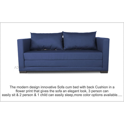 Adorn India Straight line 3 Seater Sofa Cum Bed (Blue)