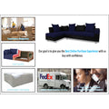 Adorn India Adillac 5 Seater Corner Sofa(Left Side Handle)(Dark Blue & Black), Wood, Foam