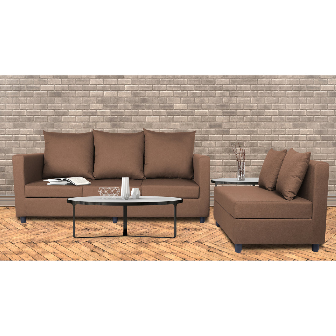 New Straight Line Modular 5 Seater Sofa Set (Camel)
