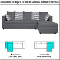 Zink Straight Line L Shape 6 Seater Sofa Set Rhombus Cushion (Right Hand Side) (Grey)