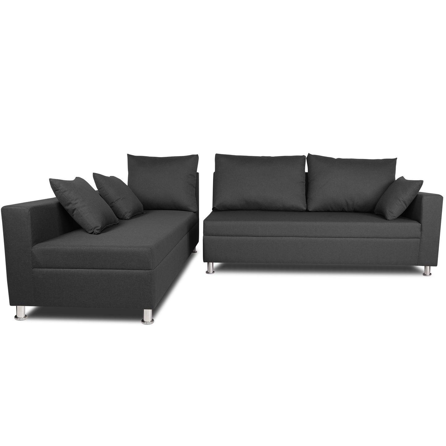 Adorn India Straight Line 6 seater L Shape Sofa set (Left Side Handle)(Dark Grey)