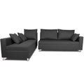 Straight Line L Shape 5 Seater Sofa Set Left Side Handle (Dark Grey)