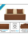 Adorn india Easy Two Seater Sofa Cum Bed (3 Years Warrenty Quality Foam)-Perfect for Seat & Sleep Washeble Polyster Fabric Cover (Brown & Beige) 4'x6'.Pillows Free