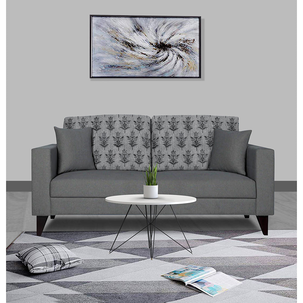 Adorn India Parker Leaf 3 Seater Sofa (Grey) Martin Plus (3 Year Warranty)