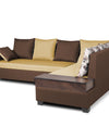 Adorn India Orlando Fabric  L Shape 6 seater Sofa  set (Brown & Beige)