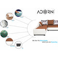Adorn India Aliana L Shape Leatherette Fabric 6 Seater Sofa Set LHS (Rust & White) (3 Year Warranty)