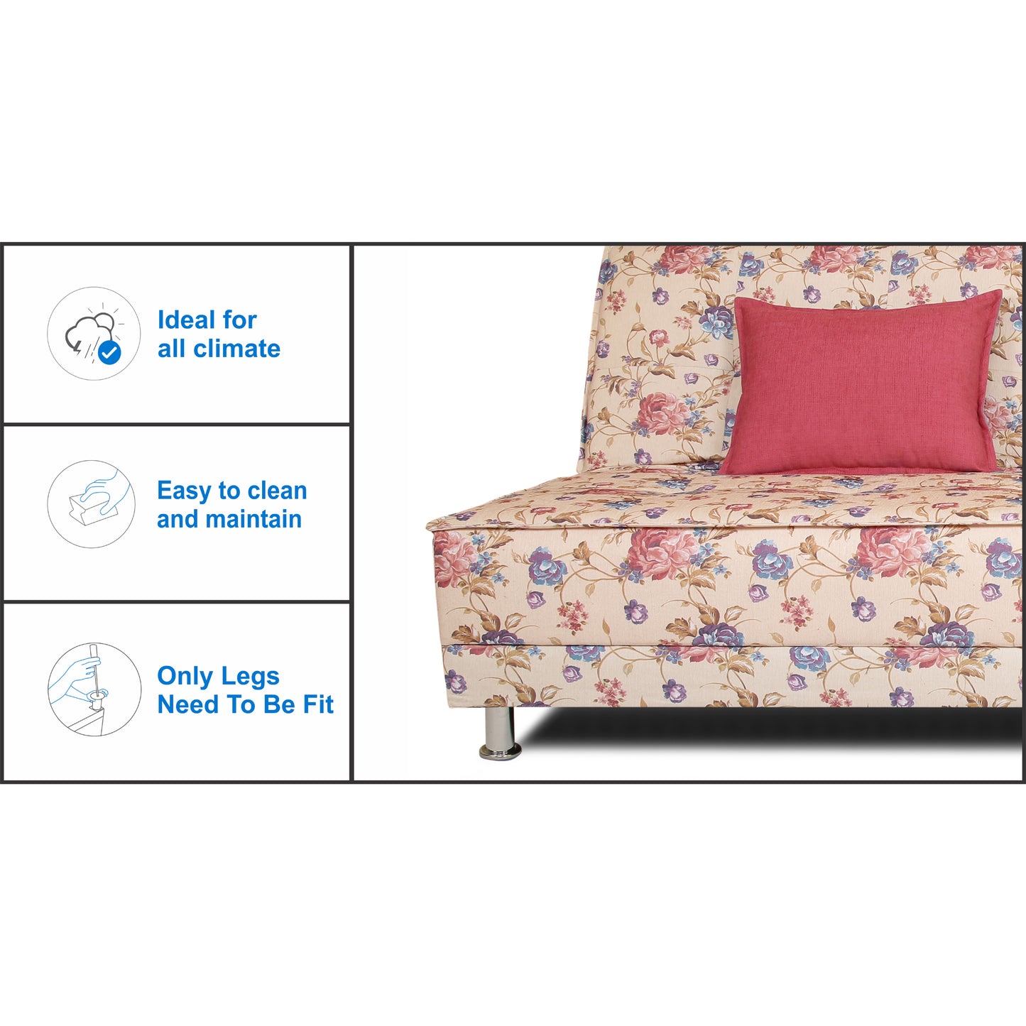 Adorn India Roselyn 3 Seater Sofa Cum Bed Digitel Print (Beige)