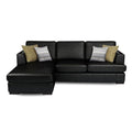 Adorn India Tiverton 6 Seater Corner Sofa Leatherette Left Hand Side (Black)