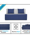 Adorn india Easy Two Seater Sofa Cum Bed (3 Years Warrenty Quality Foam)-Perfect for Seat & Sleep Washeble Polyster Fabric Cover (Blue & Grey) 4'x6'.Pillows Free