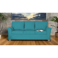 Adorn India Alexia 3 Seater Sofa(Aqua Blue), Wood, Foam