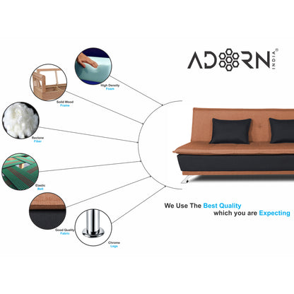 Adorn India Exclusive Two Tone Arden Three Seater Sofa Cum Bed (Rust & Black)