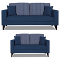 Adorn India Hector Stripes 3+2 5 Seater Sofa Set (Blue) Martin Plus (3 Year Warranty)