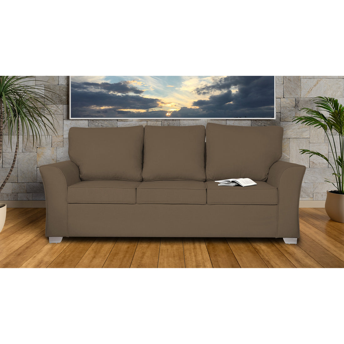 Adorn India Alexia 3 Seater Sofa(Camel)