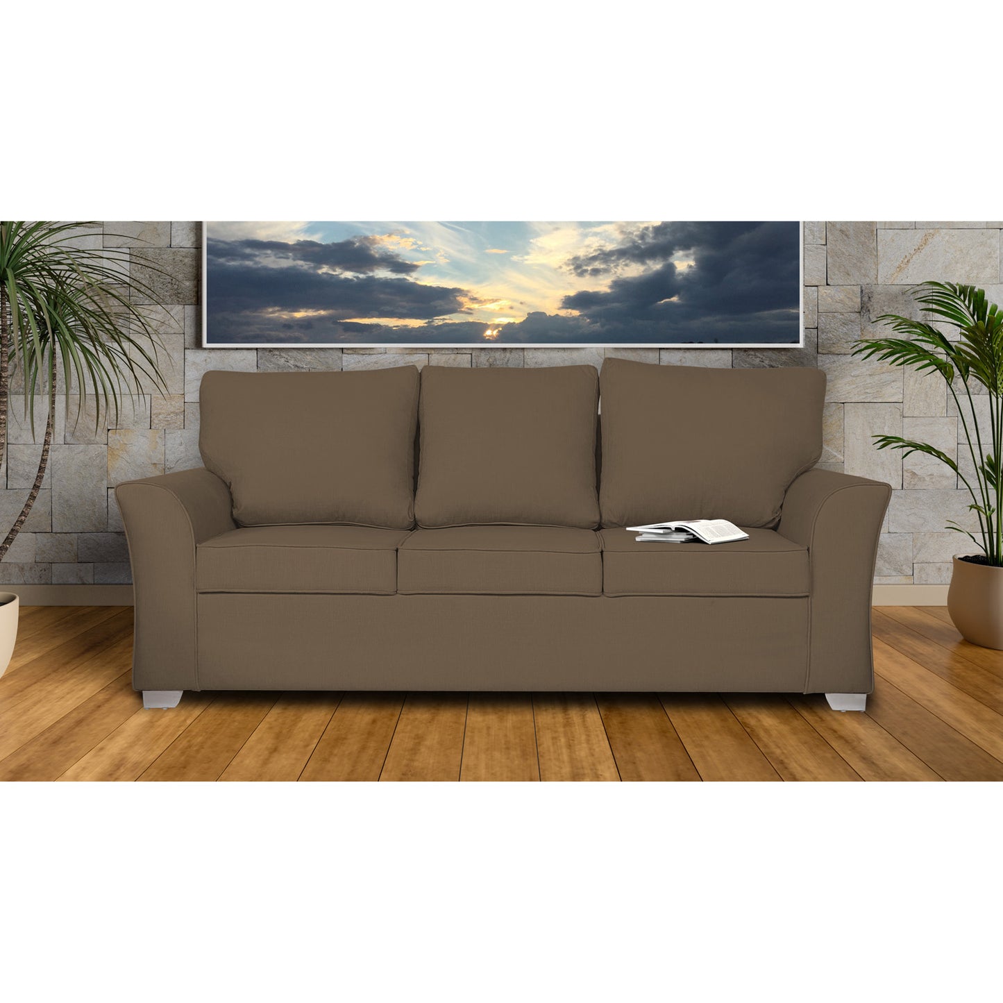 Adorn India Alexia 3 Seater Sofa (Camel)