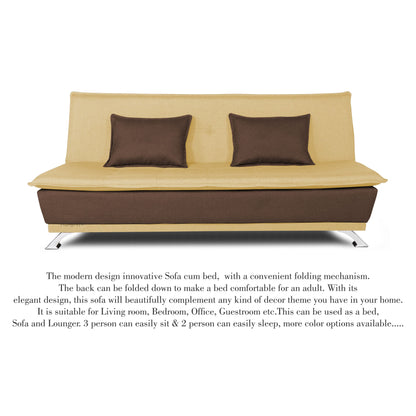 Adorn India Exclusive Two Tone Arden Three Seater Sofa Cum Bed (Brown & Beige)