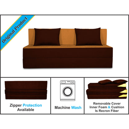 Adorn India Easy Three Seater Sofa Cum Bed(Camel & Brown) 5'x6'