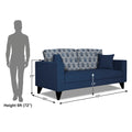 Adorn India Parker Leaf 3 Seater Sofa (Blue) Martin Plus (3 Year Warranty)