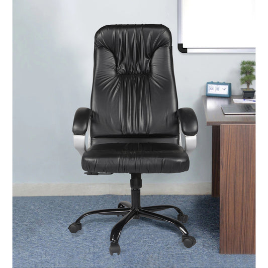 Adorn India Jorden,High-Back Leatherette Executive Office Ergonomic Chair (Black)