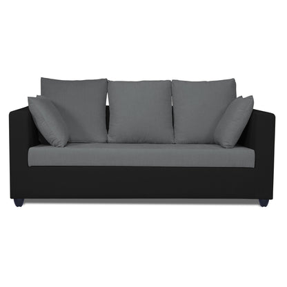 Adorn India Zink Straight Line 3 Seater Sofa (Black & Grey)