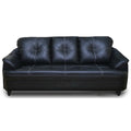 Adorn India Webster Leatherette Three Seater Sofa (Black)