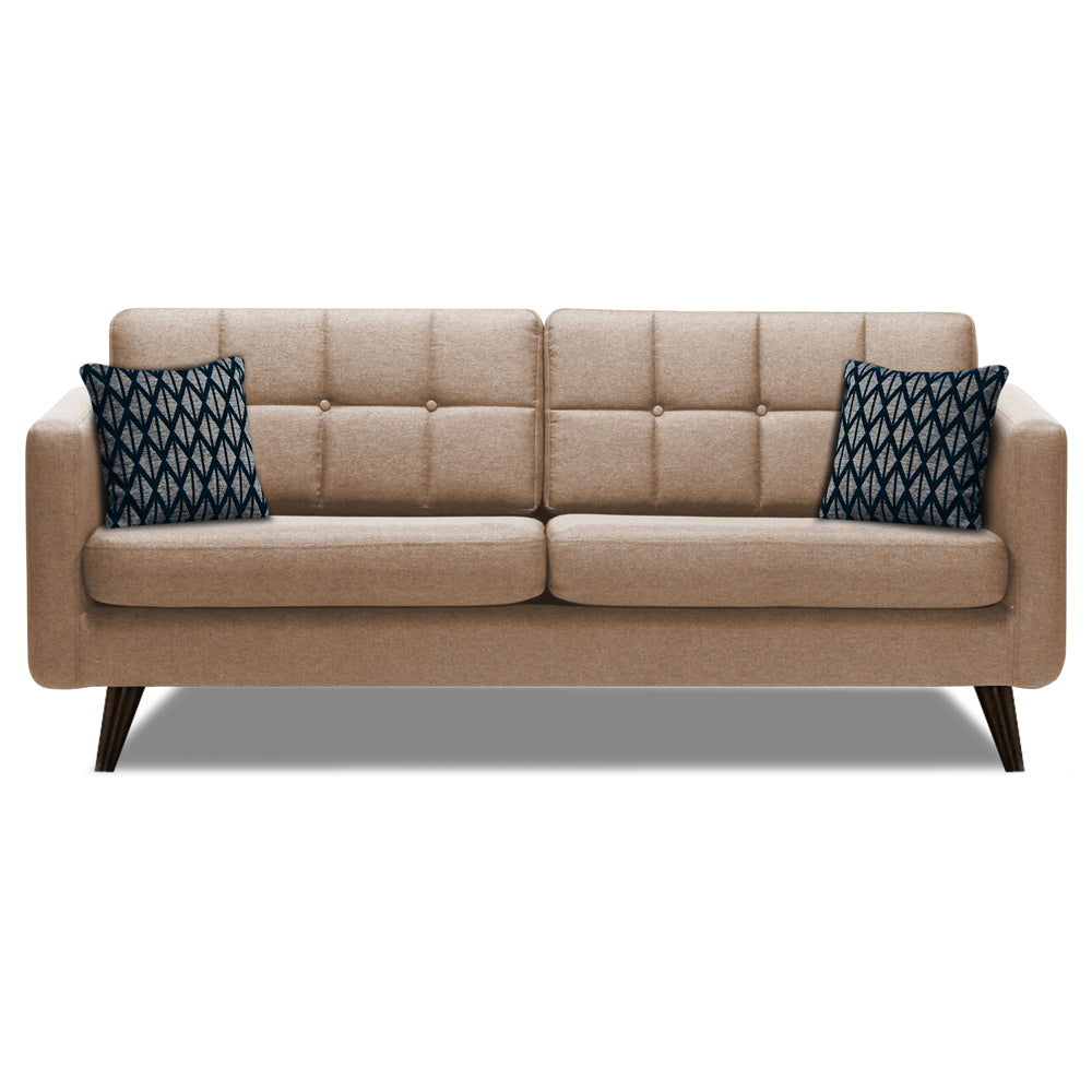 Adorn India Chilly 3 Seater Fabric Sofa (Beige)