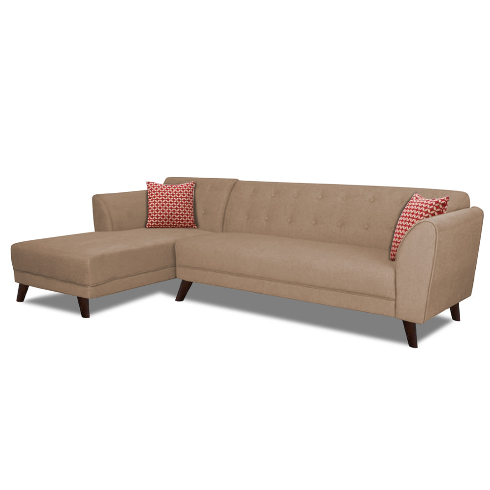 Adorn India Leaf 6 Seater Corner Sofa Left Hand Side (Beige)