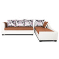 Adorn India Aliana L Shape Leatherette Fabric 6 Seater Sofa Set RHS (Rust & White) (3 Year Warranty)