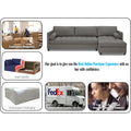 Adorn India Alexander L Shape 7 Seater Sofa Set with Ottoman Puffy RHS (Light Grey) (3 Year Warranty)