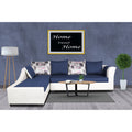 Adorn India Aliana L Shape Leatherette Fabric 6 Seater Sofa Set LHS (Blue & White) (3 Year Warranty)