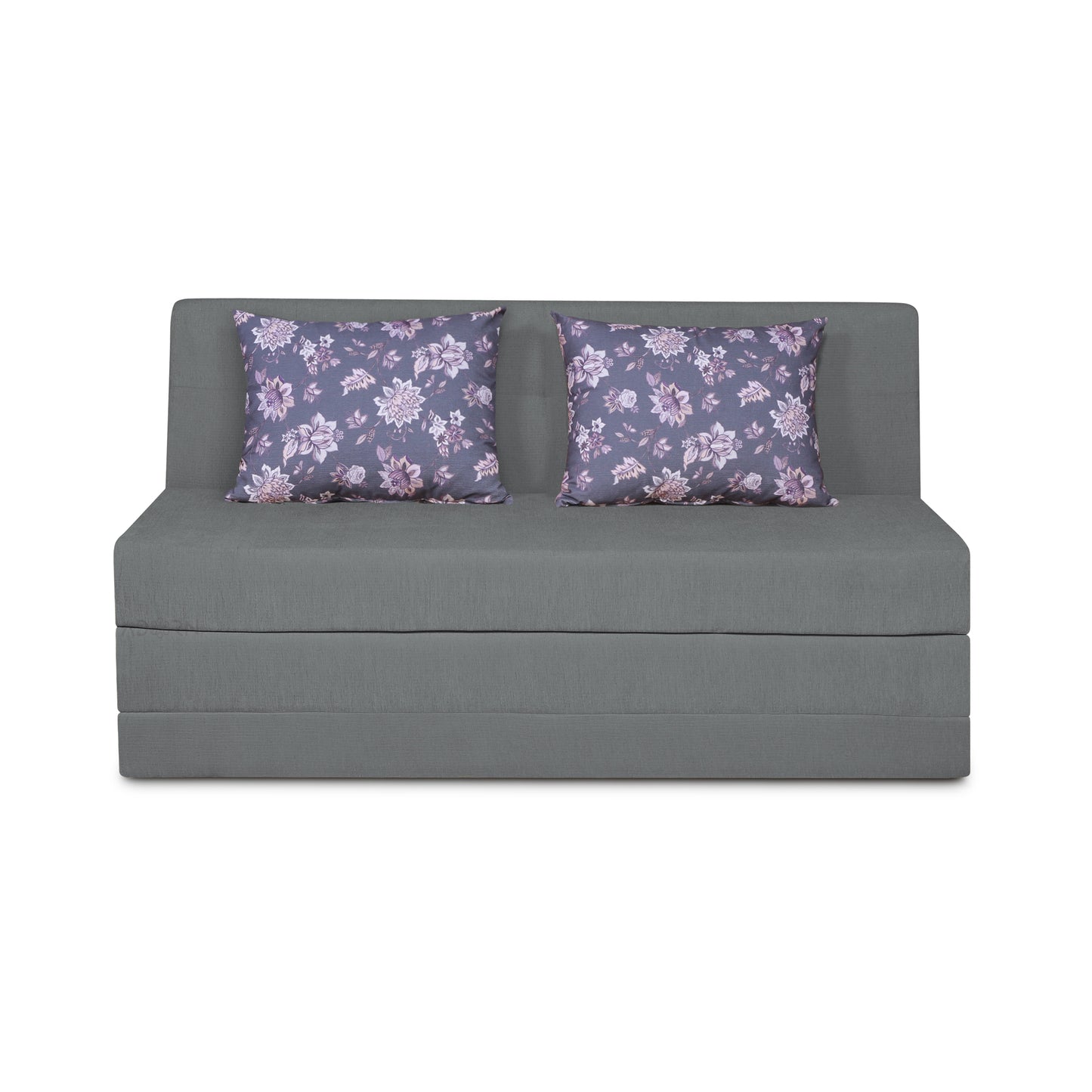 Adorn India Easy Highback Three Seater Sofa Cum Bed Floral 5' x 6' (Grey)