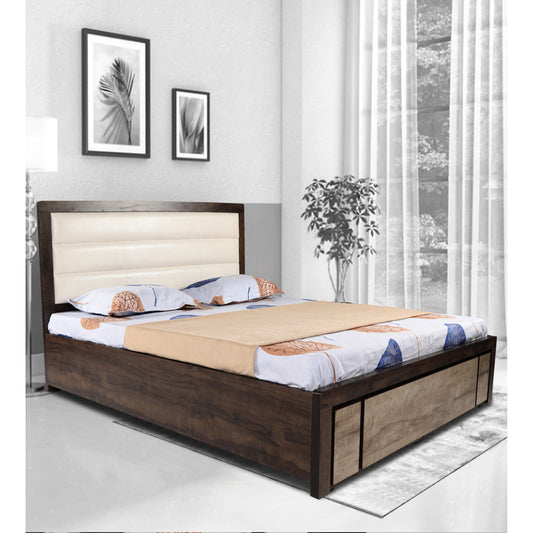 Adorn India Hypnos Engineered Wood Box Storage with Back Cushion Queen Size Bed (Without Mattress)