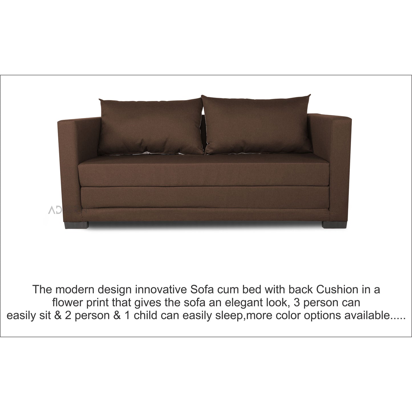 Adorn India Straight line 3 Seater Sofa Cum Bed (Brown)