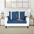 Adorn India Ashley Stripes Leatherette Fabric 2 Seater Sofa (Blue & White) (3 Year Warranty)