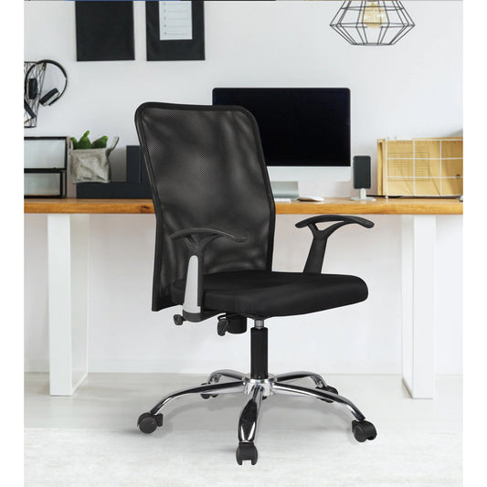Adorn India Aura Breathable Mesh Mid Back Office/Study Chair (Black)