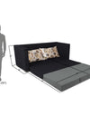 Adorn India Exclusive Two Tone Straight Line Three Seater Sofa Cum Bed (Light Grey & Black)