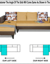 Adorn India Ashley L Shape 5 Seater Sofa Set Leatherette Fabric Digitel Print (Left Hand Side) (Brown & Beige)