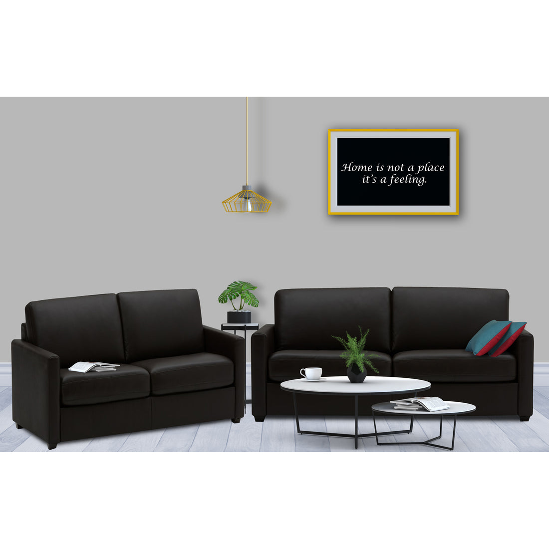 Adorn India Exclusive Flavio Leatherette 3+2 Sofa Set (Black)