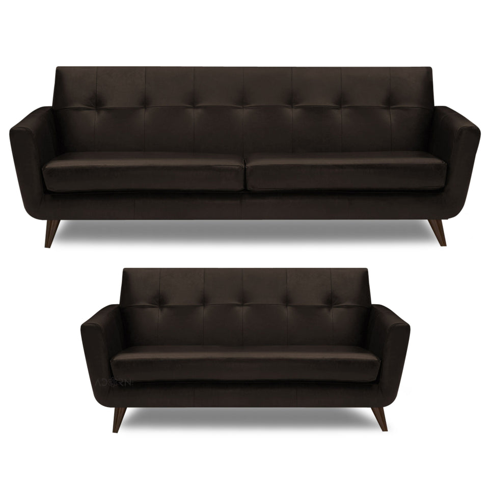 Exclusive Alexus Leaterette 3+2 Sofa Set (Brown)