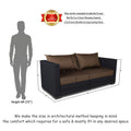 3 Seater Sofa Cum Bed Exclusive Two Tone Straight Line (Camel & Black), Wood, Foam