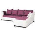 Aliana L Shape Leatherette Fabric 6 Seater Sofa Set RHS (Light Purple & White)