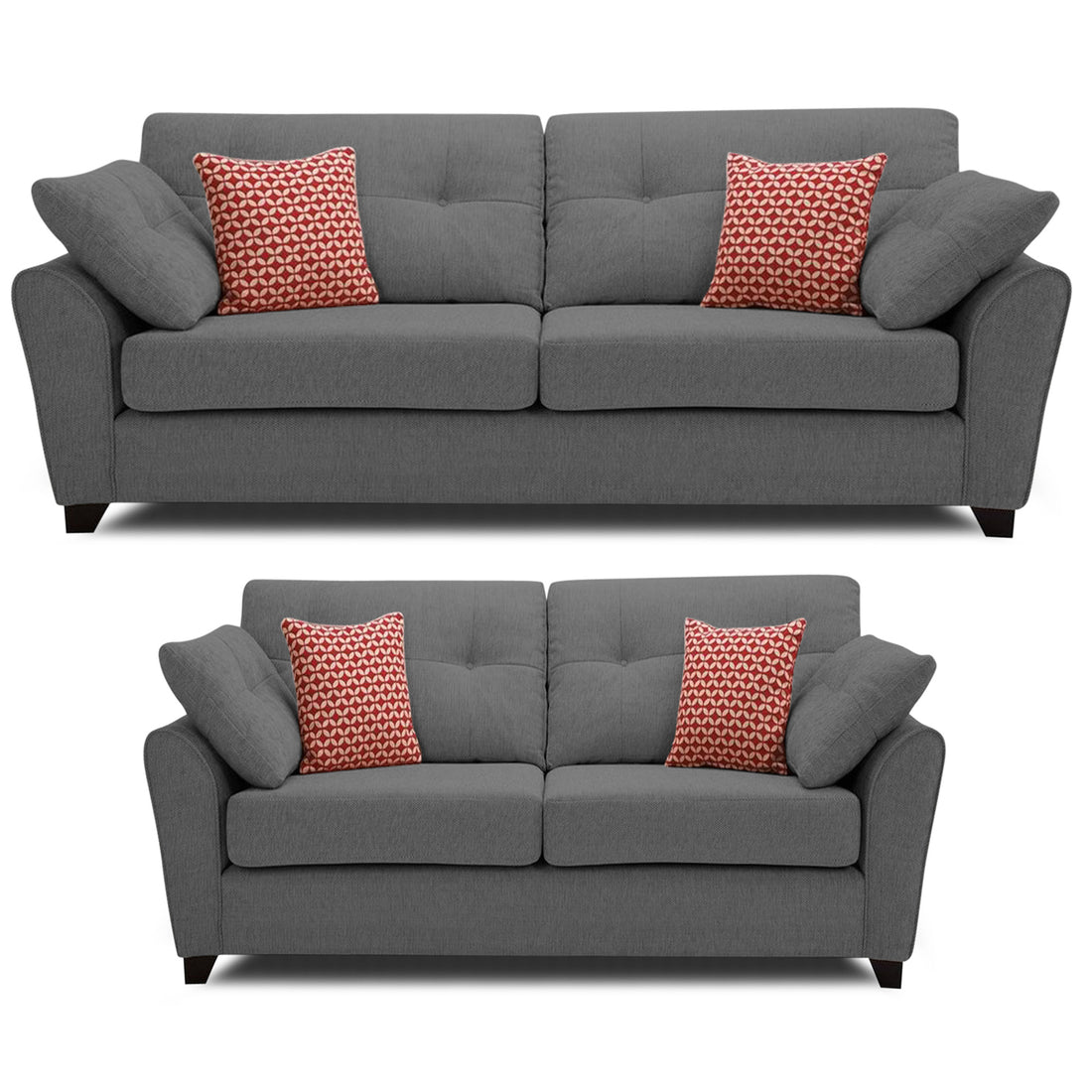 Adorn India Moris 3+2 5 Seater Sofa Set (Grey) (3 Year Warranty)