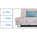Adorn India Roselyn 3 Seater Sofa Cum Bed Digitel Print (Aqua Blue), Wood, Foam