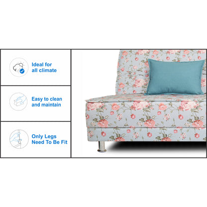 Adorn India Roselyn 3 Seater Sofa Cum Bed Digitel Print (Aqua Blue)