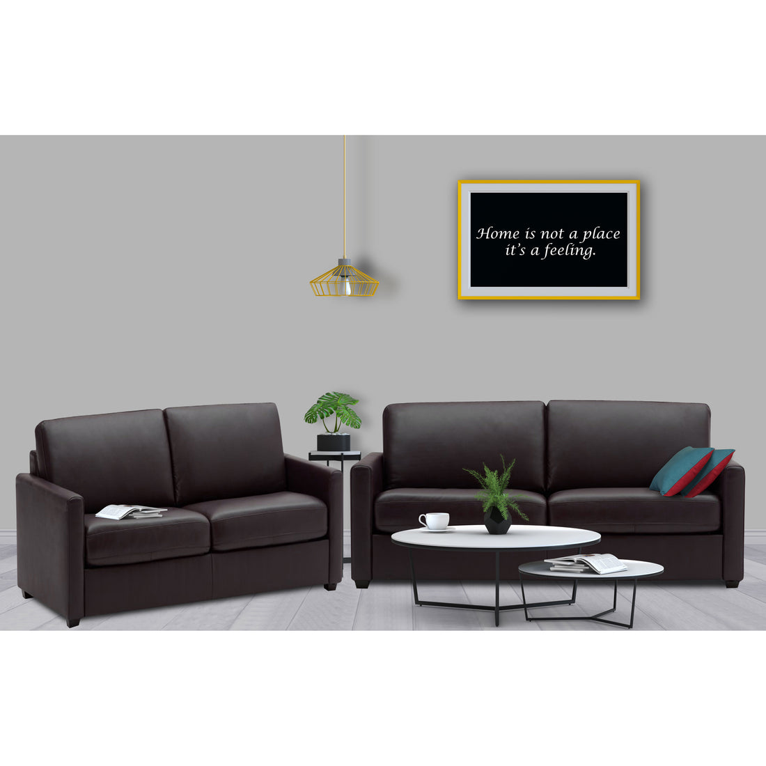 Adorn India Exclusive Flavio Leatherette 3+2 Sofa Set (Brown)