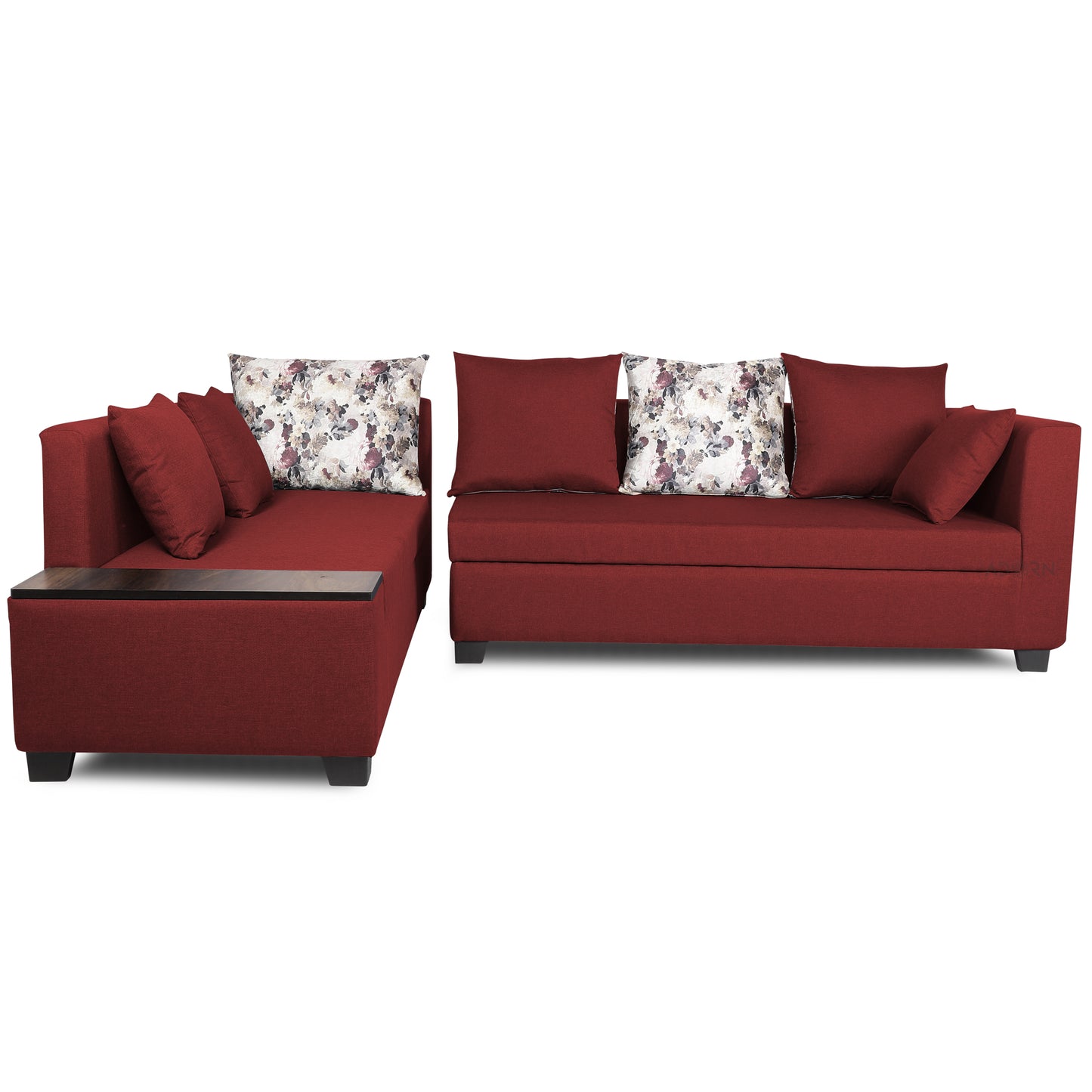 Adorn India Mclain L Shape 6 Seater Sofa (Left Side Handle)(Maroon)