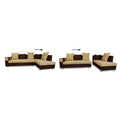 Adillac 5 Seater Corner Sofa(Right Side)(Brown & Beige), Wood, Foam